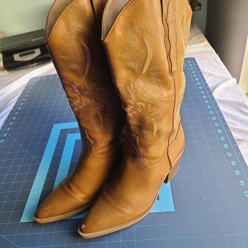 Cowboy Boots Brown Country Western Boots Stagecoach Festival Size 8 Sun + Stone